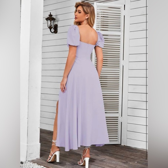 New Summer Puff Sleeve Floral Split Maxi Dress,Size small - Picture 4 of 7